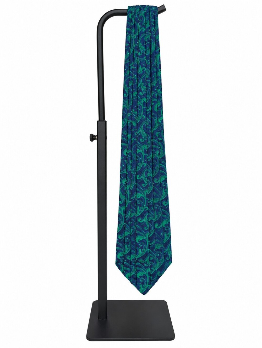 Perry Jones 100% Silk Pleated Paisley Tie Made in USA Navy Green